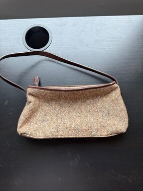 Banana Republic Brown Tweed Shoulder Bag with Leather Strap